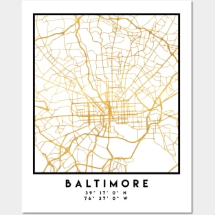 BALTIMORE MARYLAND CITY STREET MAP ART Posters and Art